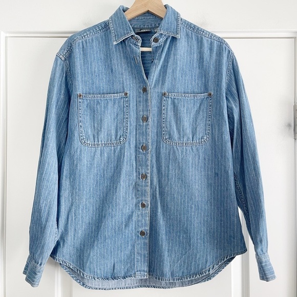 Liz Claiborne Tops - Vintage Lizwear Pinstripe Denim Button Up - S